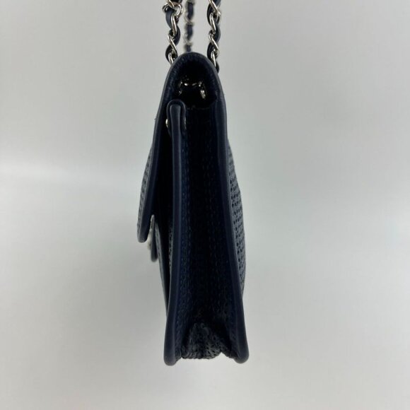 Chanel CC Logo Quilted Shoulder Bag Navy Leather Vintage - Picture 7 of 16